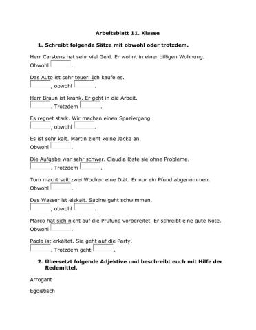 Konzessivsätze, Eigenschaften