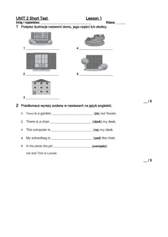 Brainy 5 unit  2 SHORT TEST 1