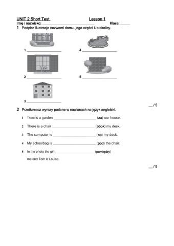 Brainy 5 unit  2 SHORT TEST 1
