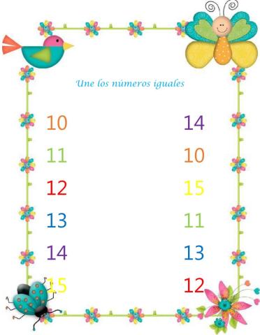 Los número del 10 al 15