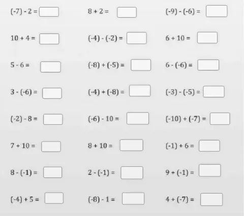 Suma y resta de números enteros