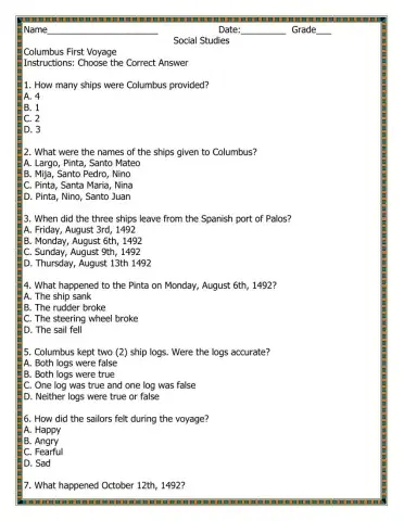 Columbus First Voyage