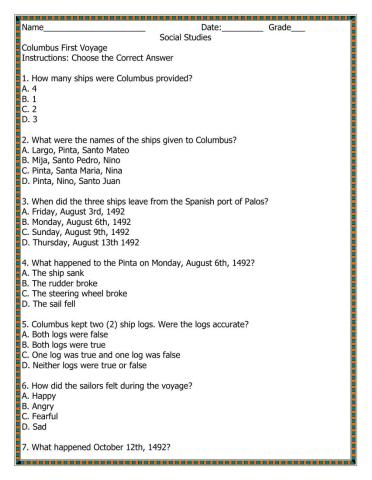 Columbus First Voyage