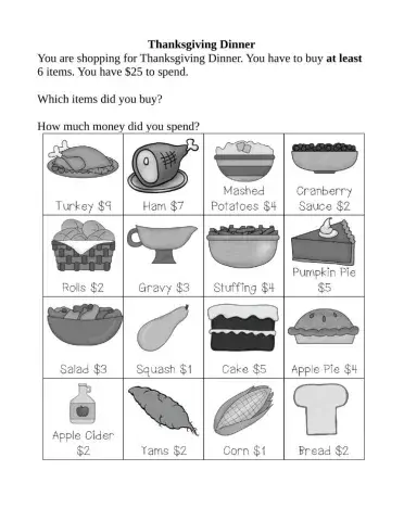 Shopping for Thanksgiving Dinner
