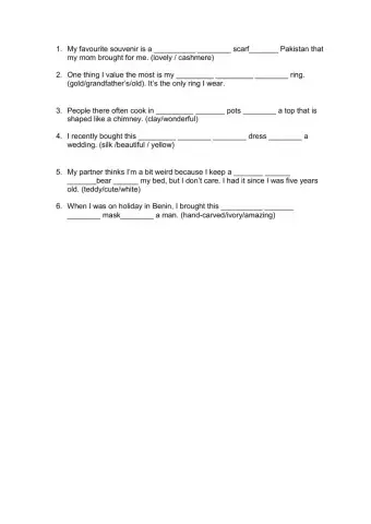 Adjectives and prepositions word order