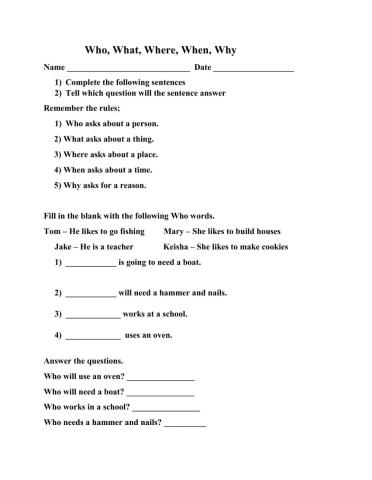 Who, What , Where, When, Why