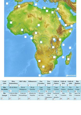 Mapa físico Europa e África