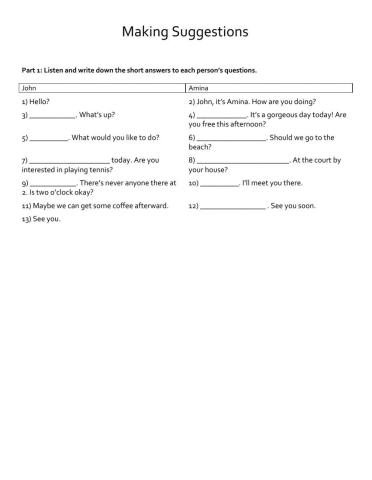 Making Suggestions: Listening