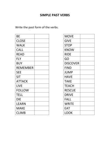 Simple past verbs