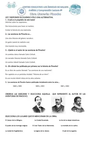 Obra literaria las aventuras de pinocho