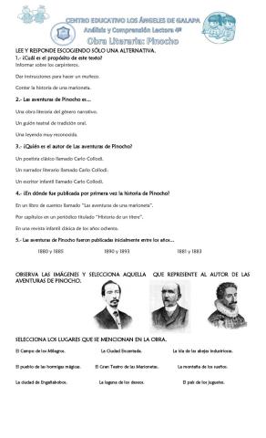 Obra literaria las aventuras de pinocho