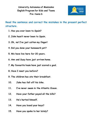 Present perfect mistakes