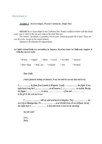 Past tense simple exercise