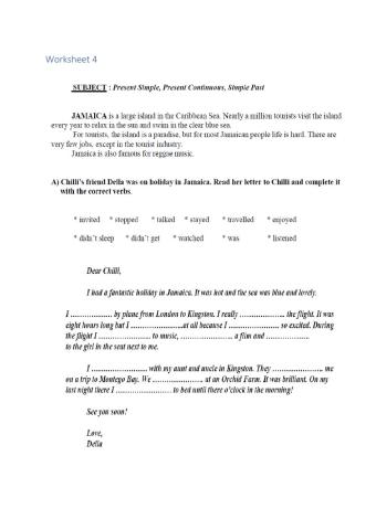 Past tense simple exercise