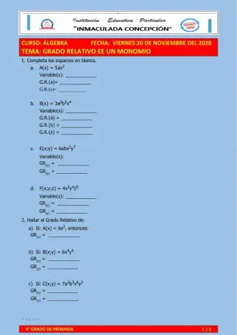 Grado relativo de un monomio