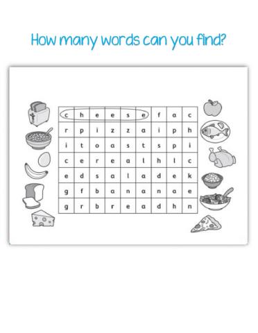 Food wordsearch