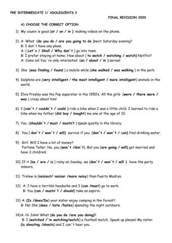 REVISION LESSON 34  Pre Int 1-Ado 3