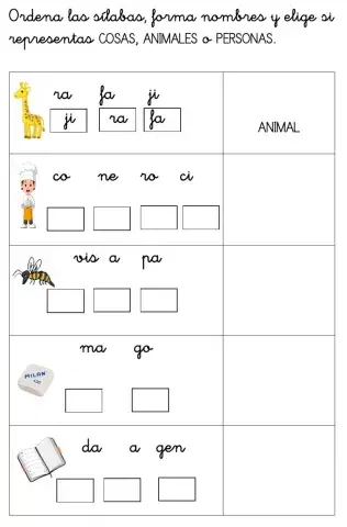 Clasificar palabras. Ordenar sílabas.