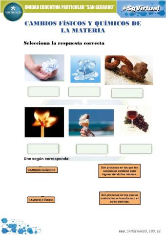 Cambios físicos y químicos de la materia