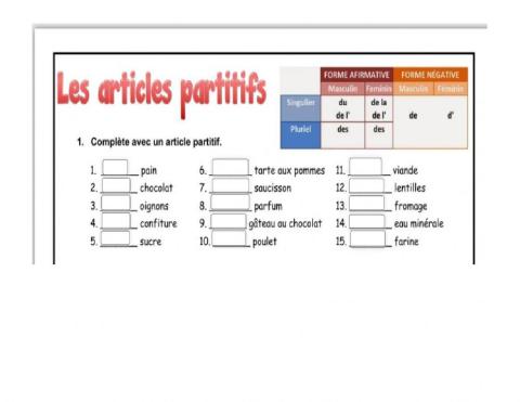 Les Articles Partitifs