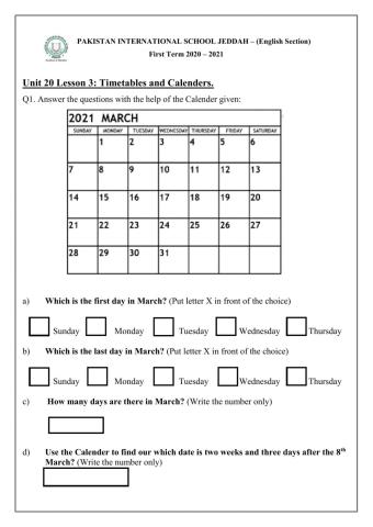 Timetables and Calendars