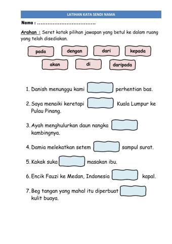 Latihan kata sendi nama