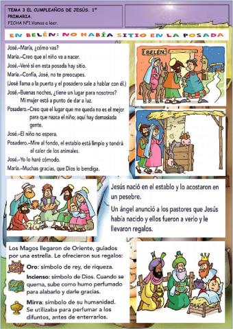 Tema 3. El cumpleaños de Jesús. Navidad. 1º Primaria. Ceip Profesor Tierno Galván Utrera
