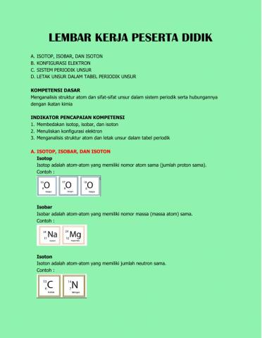 Isotop dan Konfigurasi Elektron