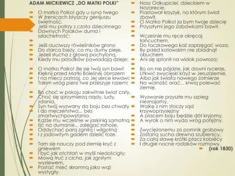 Do matki polki wiersz analiza