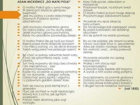 Do matki polki wiersz analiza