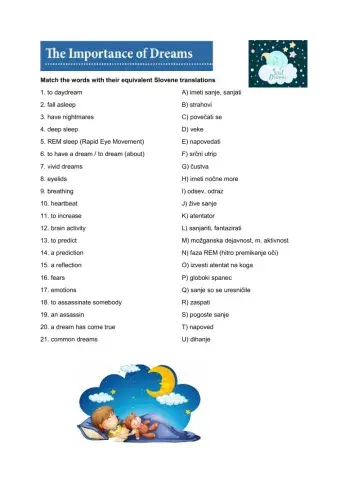 The Importance of dreams - vocabulary