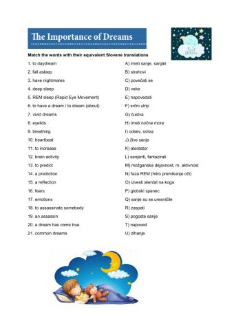 The Importance of dreams - vocabulary