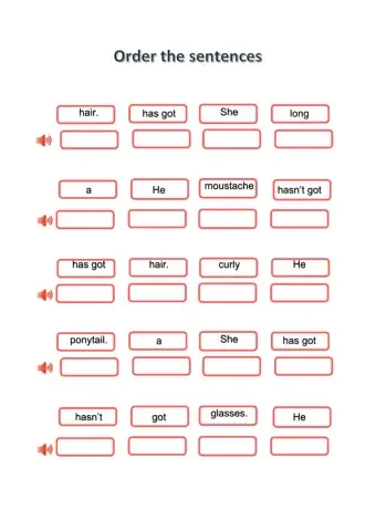 Order sentences - describing people