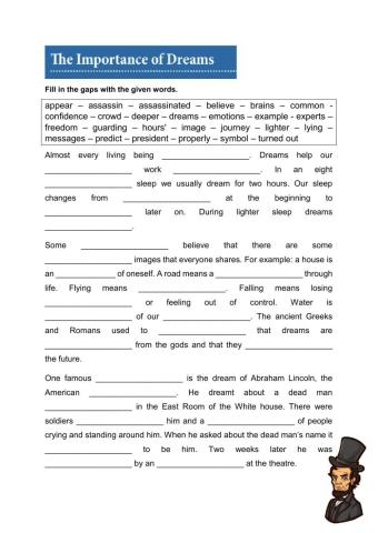 The importance of dreams - gap fill