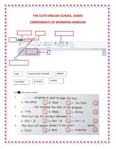 Components of WordPad Window