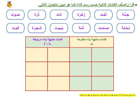 التاء المربوطة والتاء المفتوحة - ٣