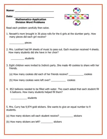 Application-Division Word Problems