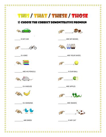 Demonstrative pronouns. Possessive adjectives. There is - there are