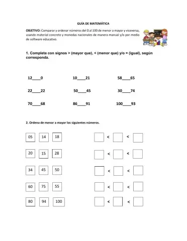 Comparar y ordenar números
