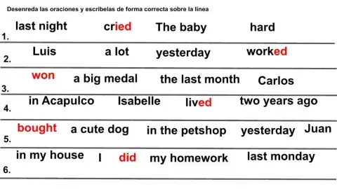 Unscramble the sentences in past