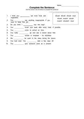 Must, mustn't, should, shouldn't