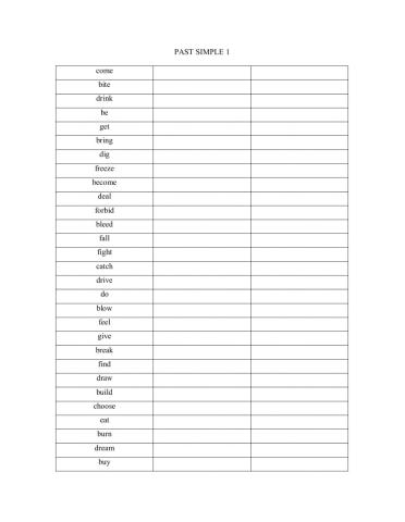 Past simple irregular verbs check be - give