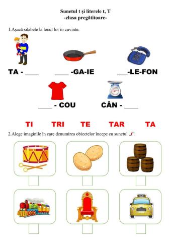 Sunetul t și literele t, T