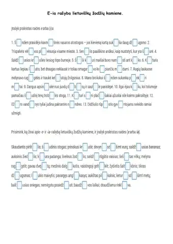 E-ia rašyba lietuviškuose žodžiuose