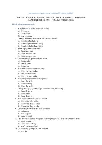 Matura podstawowa - tłumaczenia