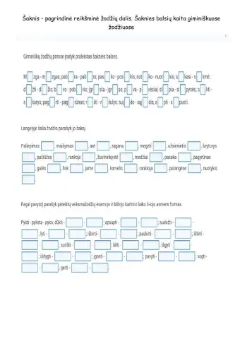 Šaknies balsių kaita giminiškuose žodžiuose. (2)