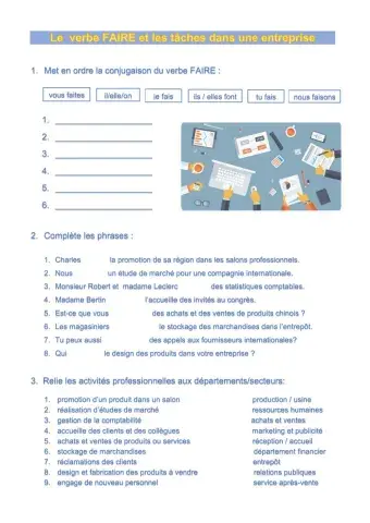 Faire des tâches en entreprise