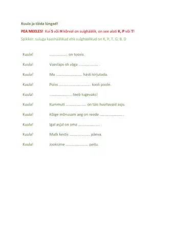 S ja H sulghääliku kõrval