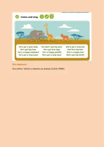 Parts of the body song (Unit 3)