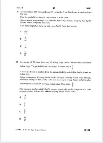 Kebarangkalian SPM Kertas 1